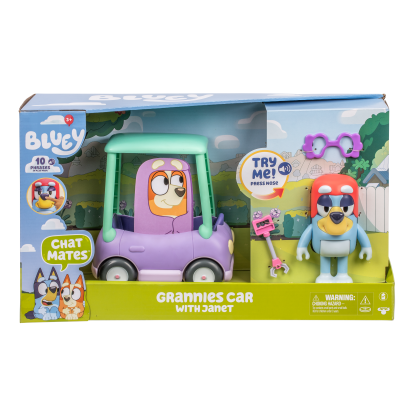 Shopkins Bluey S13 Chat Mates Figure & Vehicle Granny Car & Janet